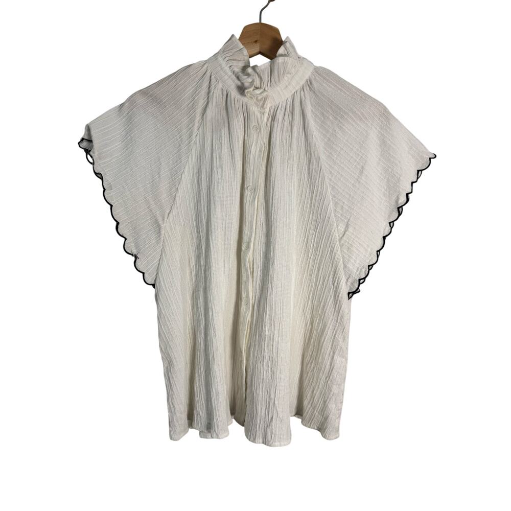 Crosby Mollie Burch Scalloped Sleeve Top